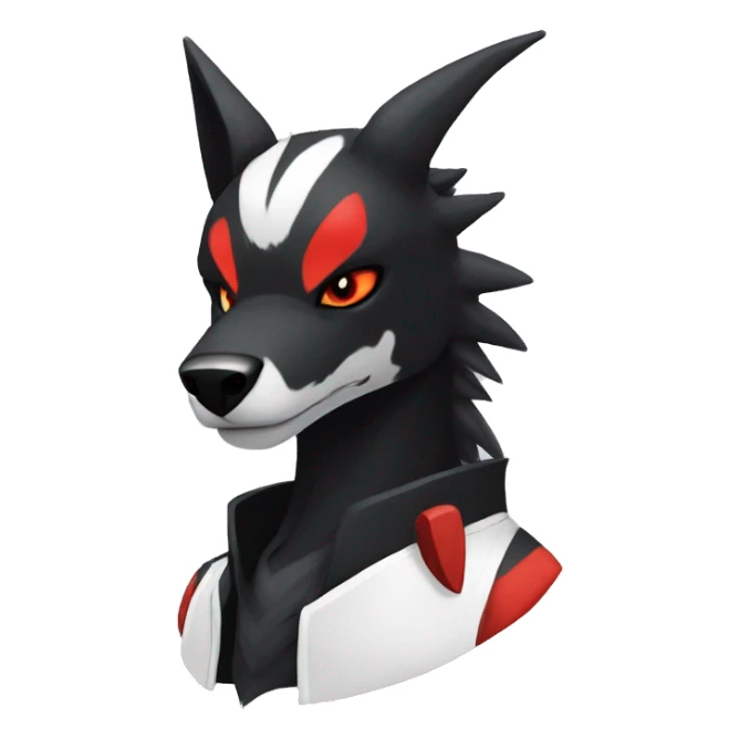Black Cool Edgy Sergal-Houndoom-Fakémon  with White and Red Edgy markings sticker