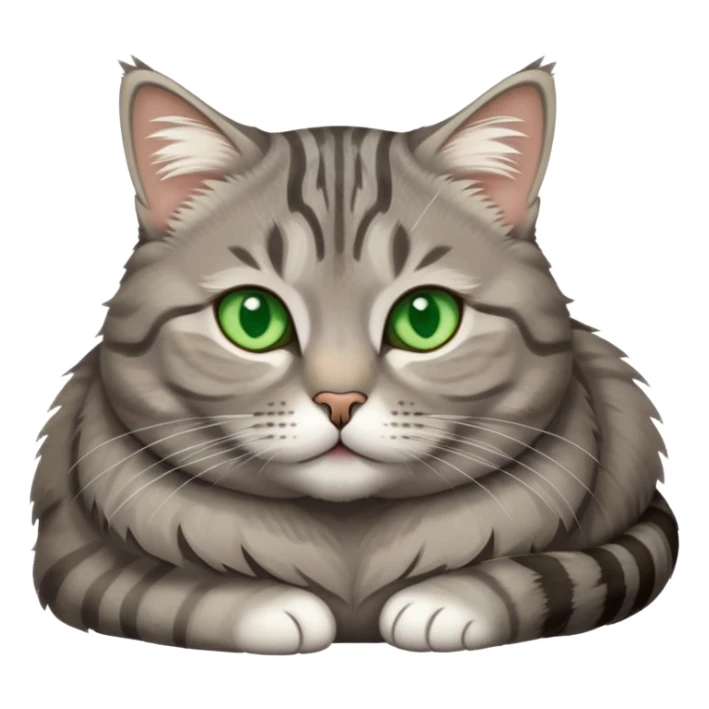 Slightly chubby Gray tabby cat with green eyes laying down sticker