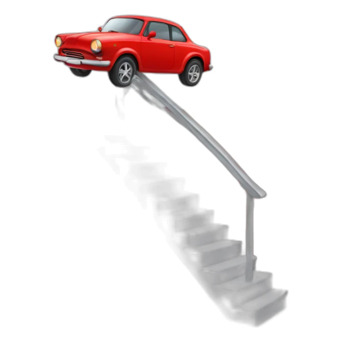 Red Car driving on top of staircase sticker