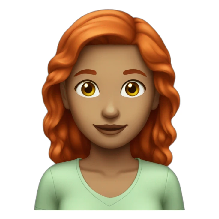 Girl with medium tone skin green eyes red hair smiling sticker