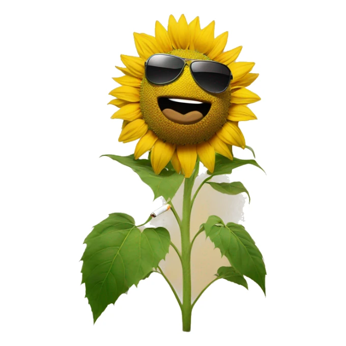 Sunflower with sunglasses on and and a cigarette in mouth sticker