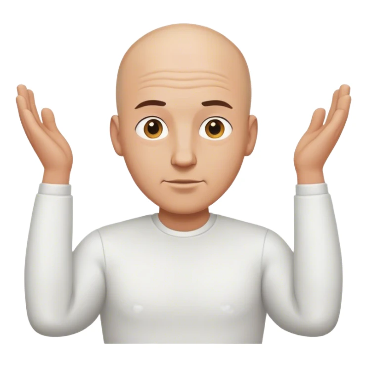 bald white man body, waist above sticker