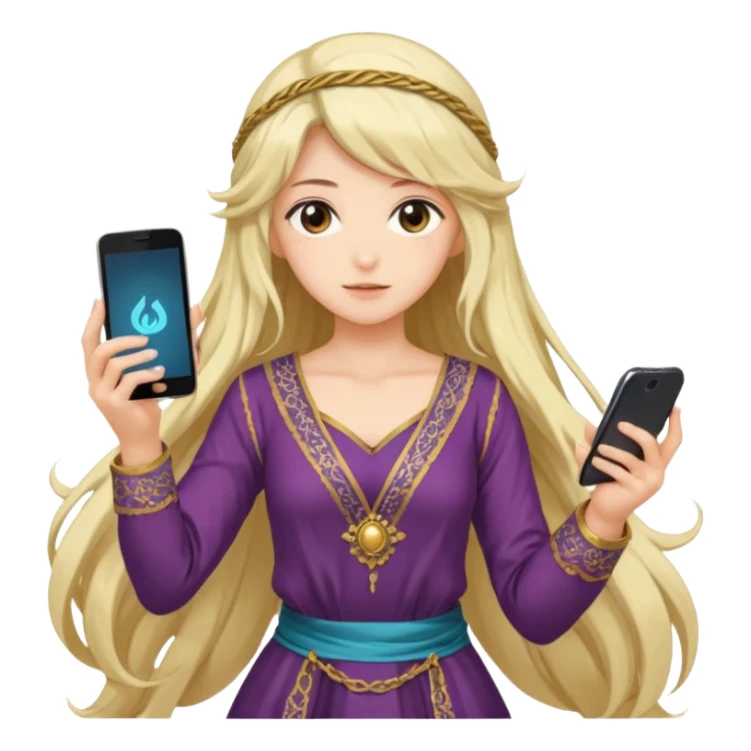 anime girl with persion crawl custome dress and smartphone sticker