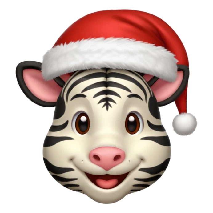 zebra wearing red hat of santa claus sticker