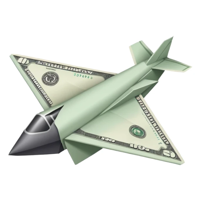 Paper plane made of money sticker
