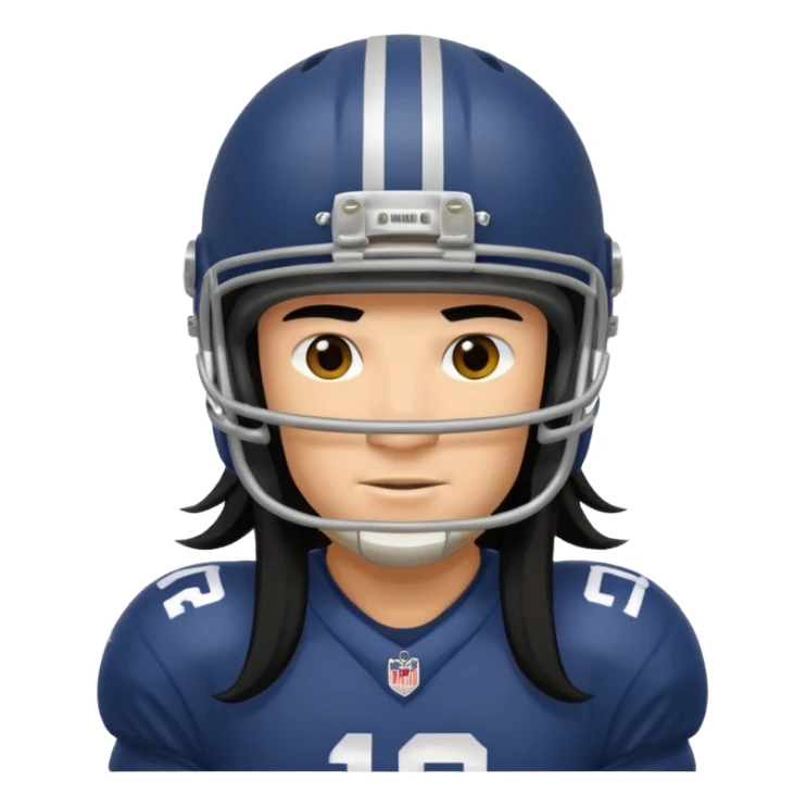 american football player long black haired sticker