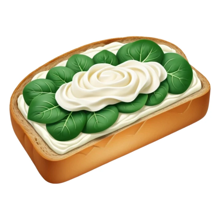 sourdough bread slice with cream cheese and spinach on top  sticker
