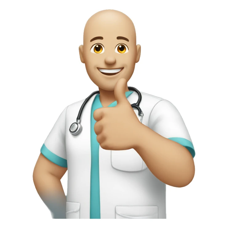 Bald male Nurse giving thumbs up sticker
