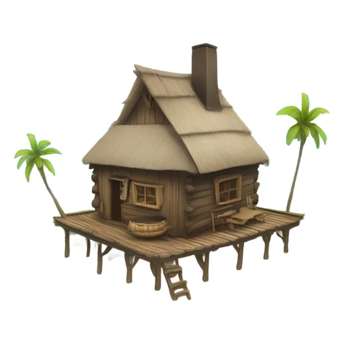 Cabin on an island near the sea sticker