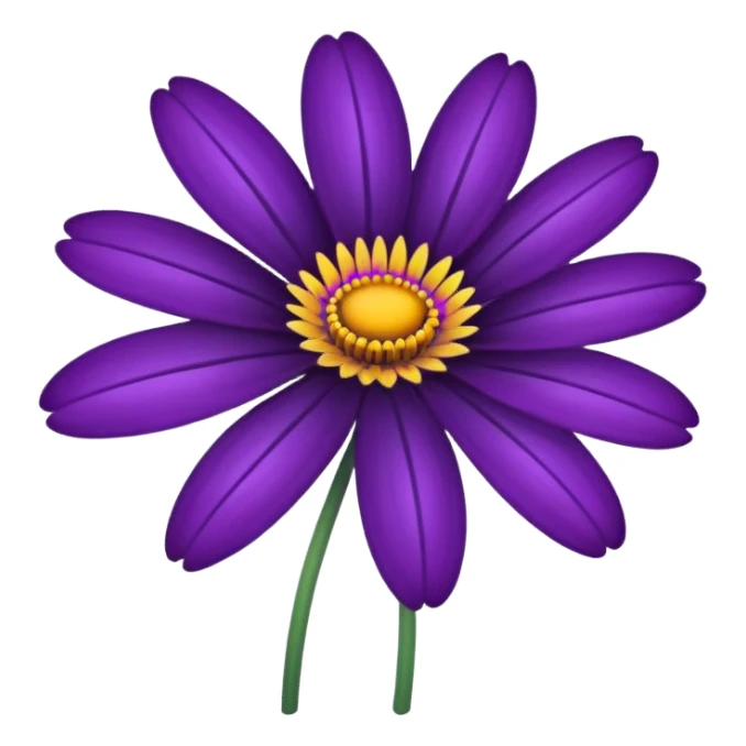 minimal line-art  African daisy flower sticker, elegant thin stroke, vivid purple and yellow tones, clean vector design, no background, modern aesthetic sticker