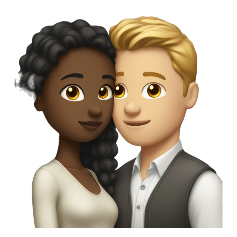 white guy and black girl kissing  sticker