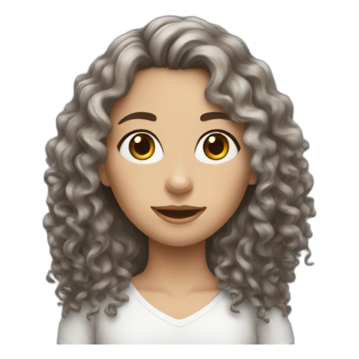 White Long Curly Brunette girl sticker
