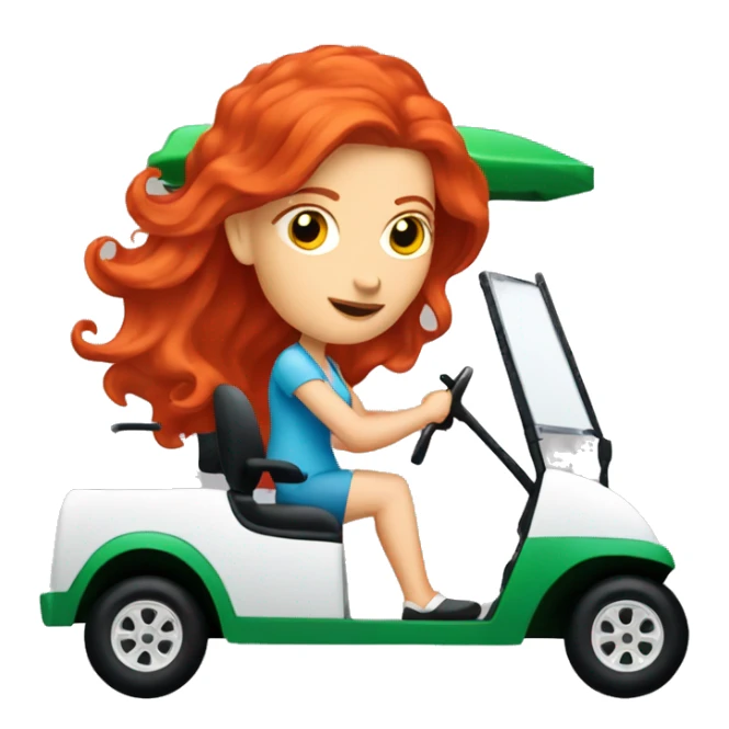 Lady red hair driving golf cart sticker