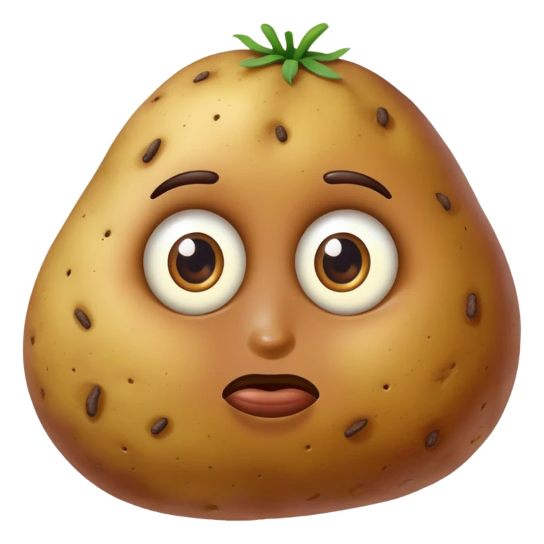 realistic potato with brown skin and eyes sticker