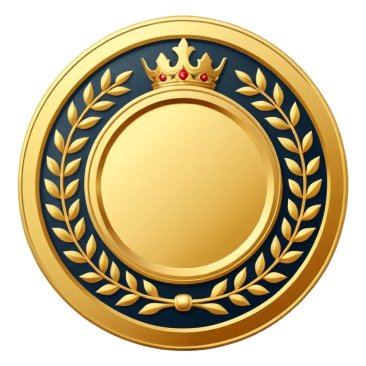 An elegant golden medal emblem with a sophisticated crest design, intricate details and a luxurious finish sticker