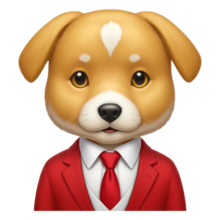golden dog with white tie,red shirt sticker
