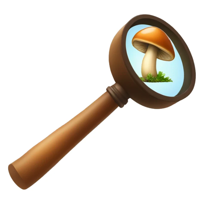 Brown Mushroom under a magnifying glass sticker