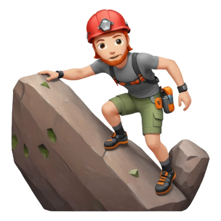 bouldering guy red hair wearing helmet sticker