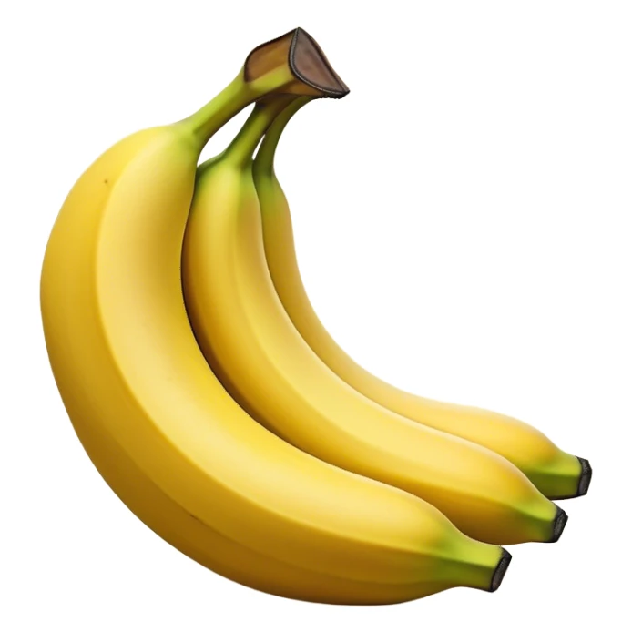 Cinematic bright yellow banana, smooth peel with gentle curves, slightly ripened, stacked in a charming bunch, warm glowing background, soft and inviting. sticker