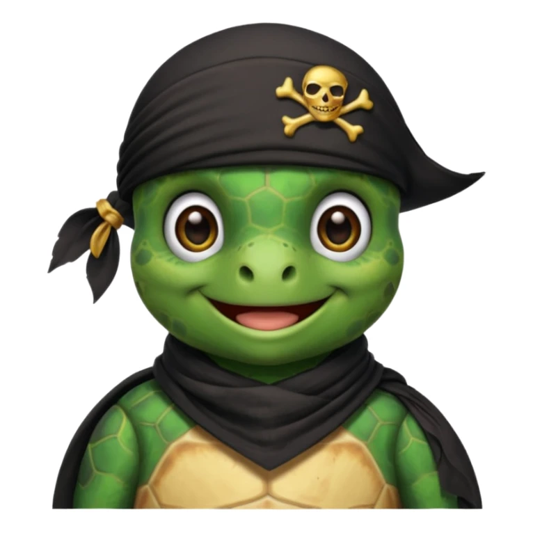 sea turtle wearing a black pirate scarf, portrait sticker