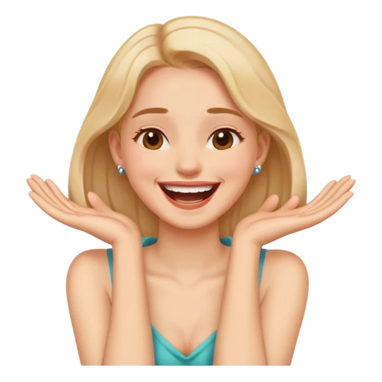 Girl holding her neck with hands laughing  sticker