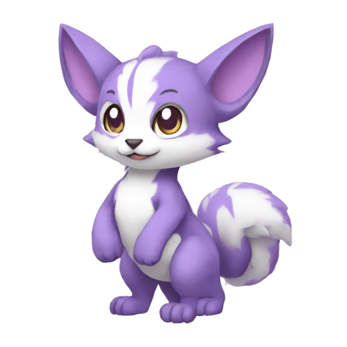 Cute cool purple white animal hybrid Fakemon full body sticker