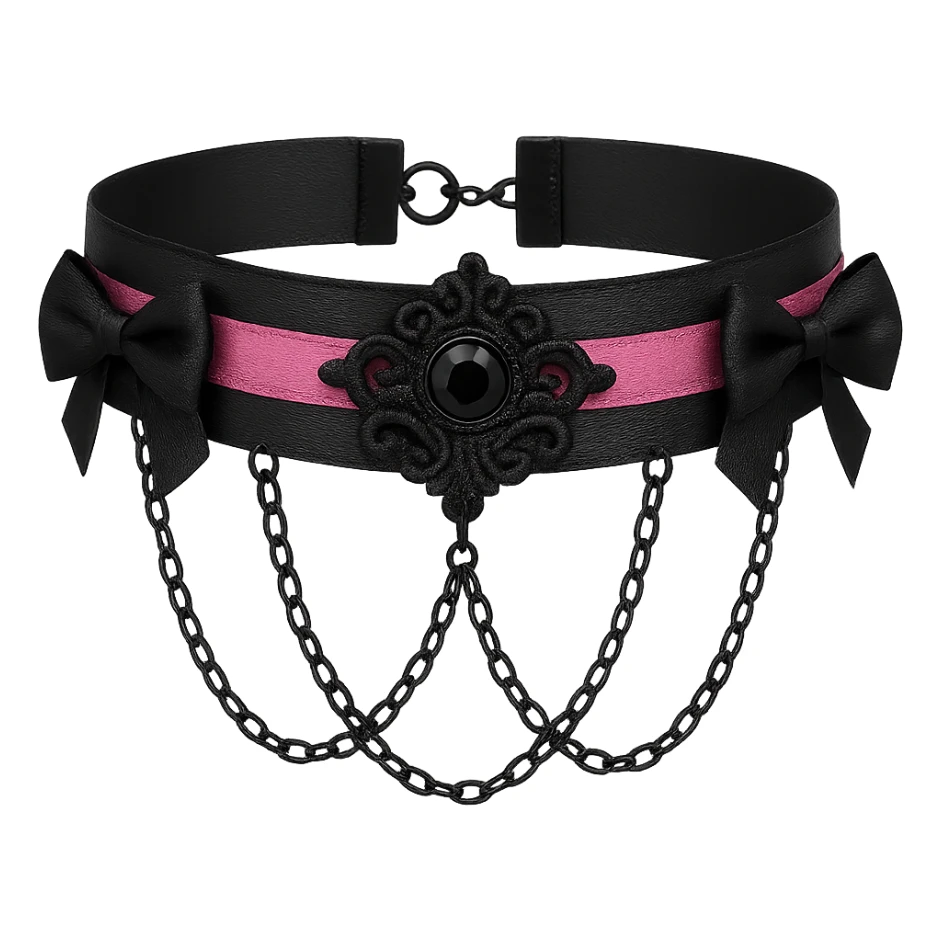 BLACKPINK-inspired gothic choker , no hearts, black and pink, cute, remove background sticker