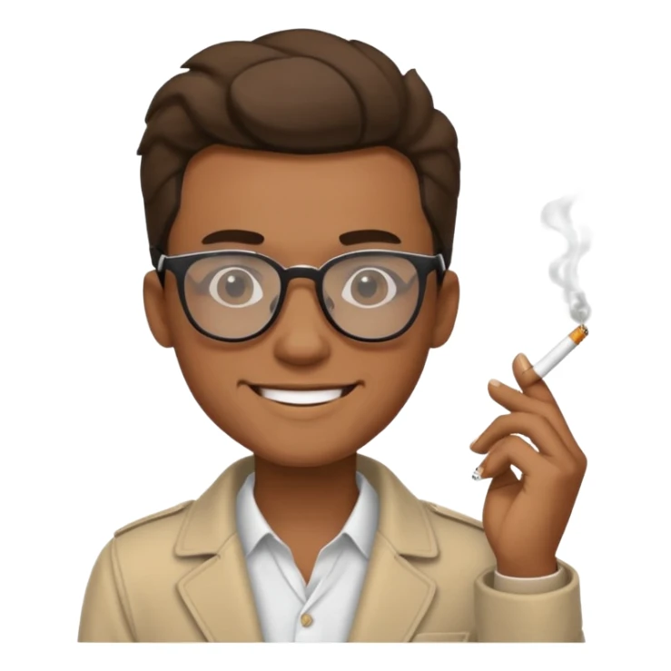 cool smile emoji guy with a cigarette and glasses sticker