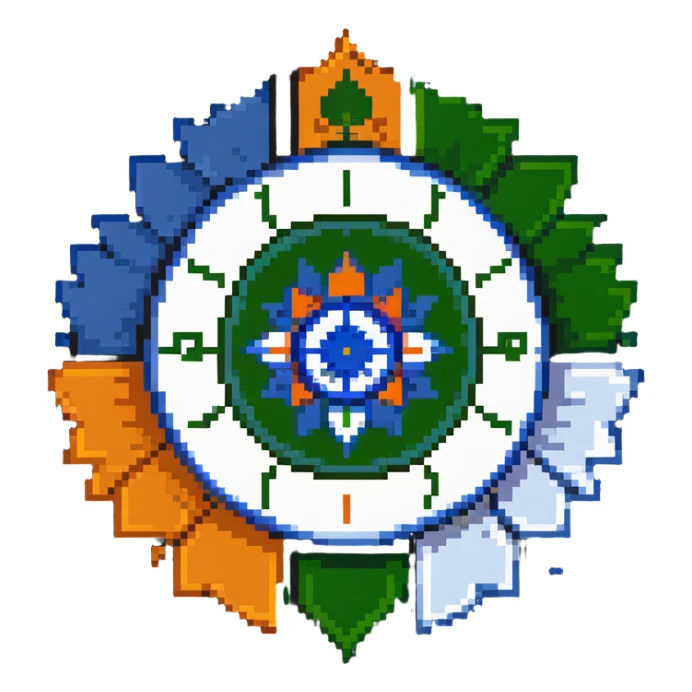 Indian flag with saffron, white, and green horizontal stripes and blue Ashoka Chakra wheel in the center sticker