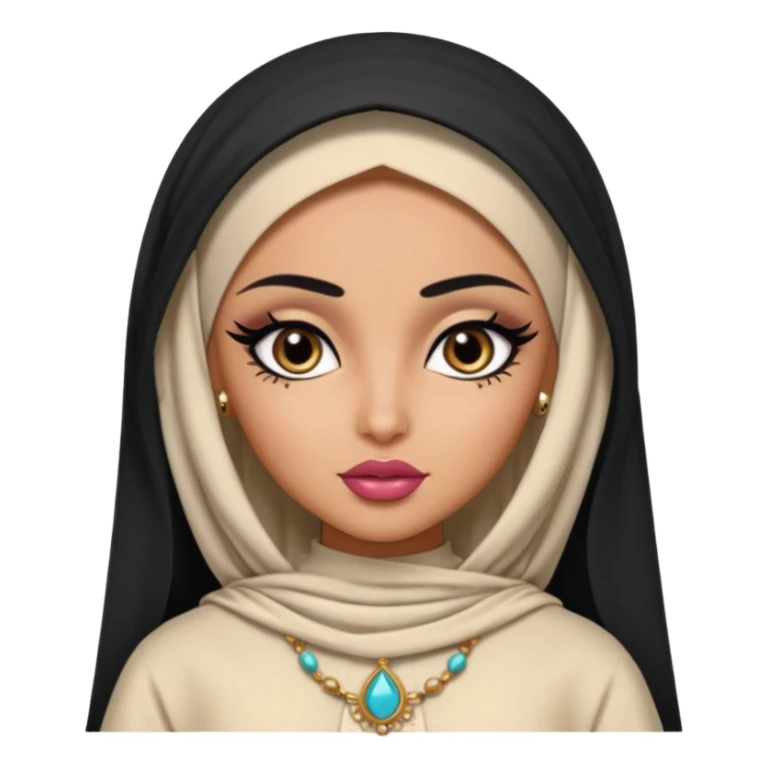 arabian, pretty lips, arab clothes, medium skin, pretty bratz baddie, black eyeliner sticker