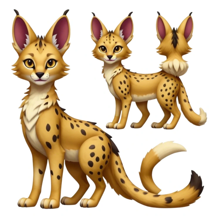 Epic Cute Dark Warm Sergal-Serval-Vernid full body sticker