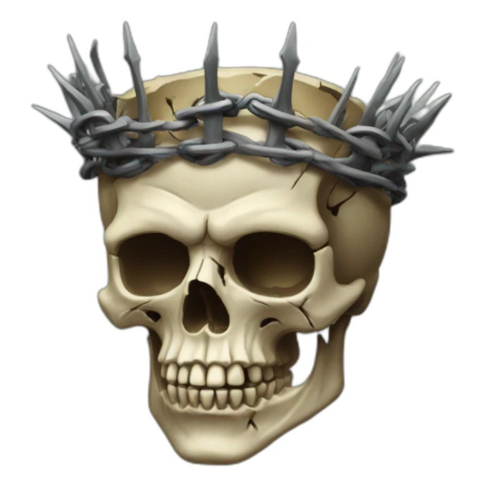 Rugged skull with a crown of thorns sticker