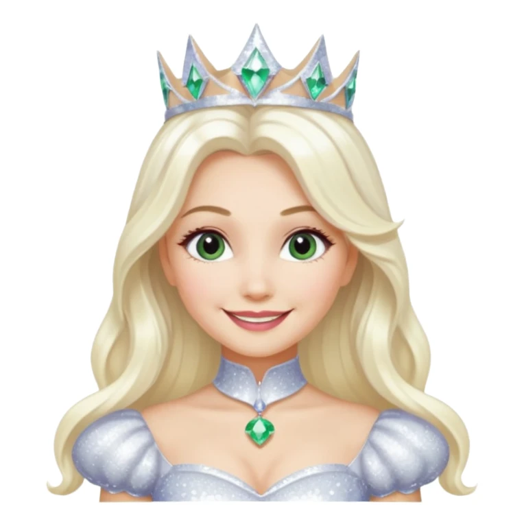 The Good Witch from Oz with long white blonde hair, white sequin outfit sticker