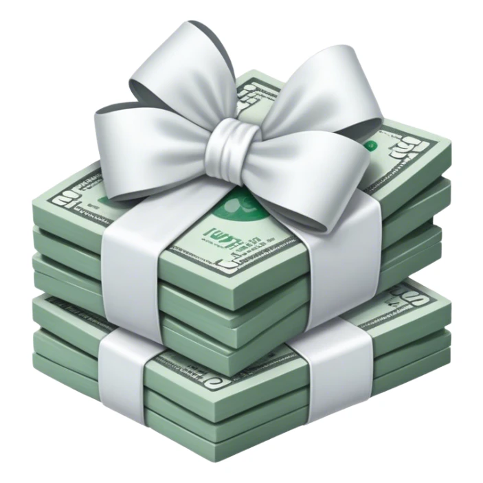 stack of money with baby White bow sticker