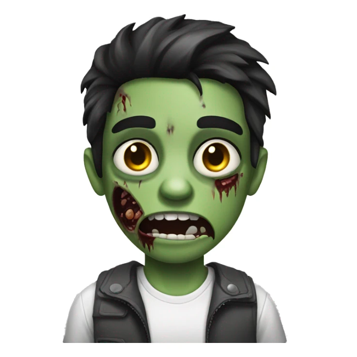 teen boy zombie with dark hair and white shirt sticker