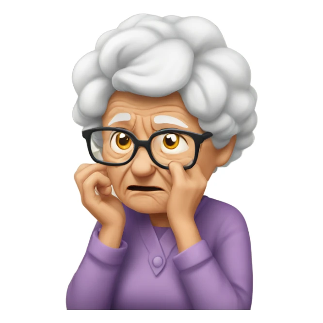 angry grandma can't hear cup her hand to her ear sticker