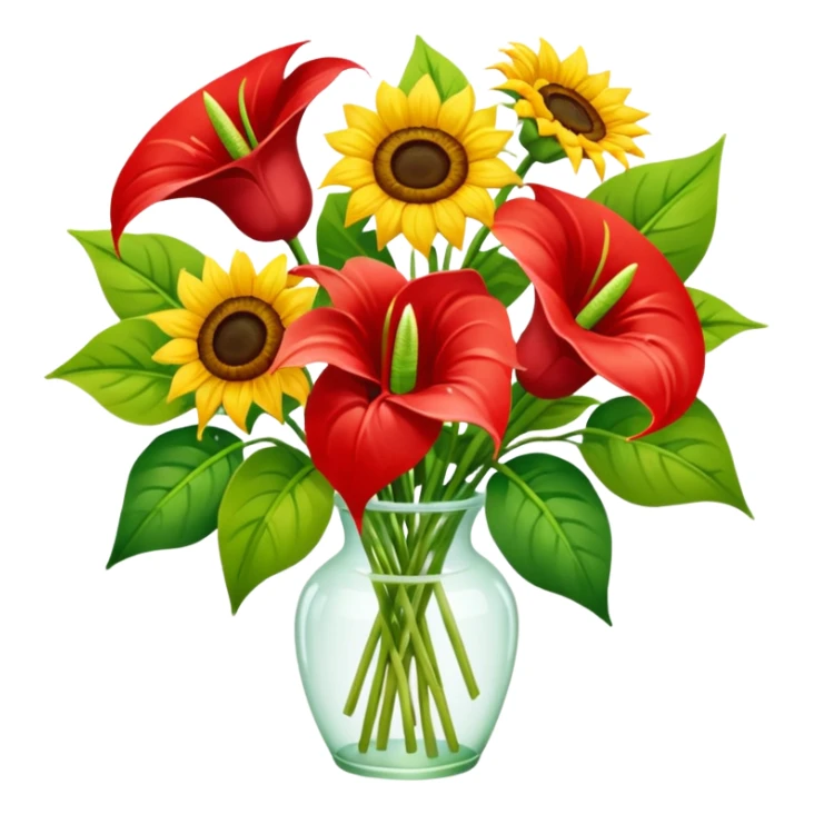 orchidee - sonnenblume - anthurienstrauss - ohne wase sticker