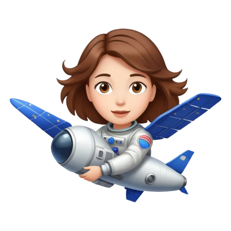 beautiful brown hair girl flying to space sticker