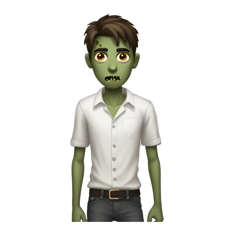 teen boy zombie with medium dark brown hair and white shirt sticker