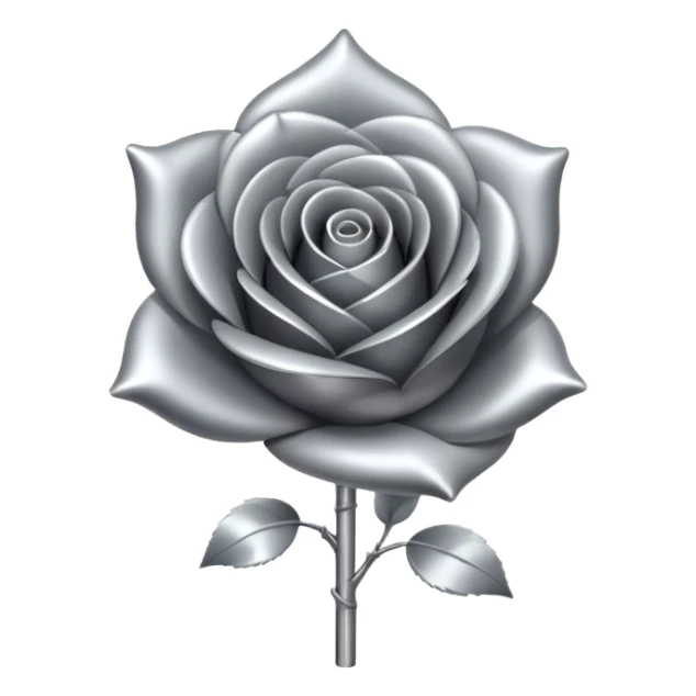 gray metal chrome rose, without green leaves, just flower sticker