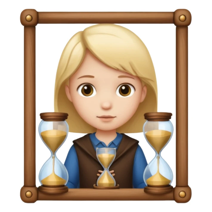 child holding hourglass in a  frame with no bg sticker