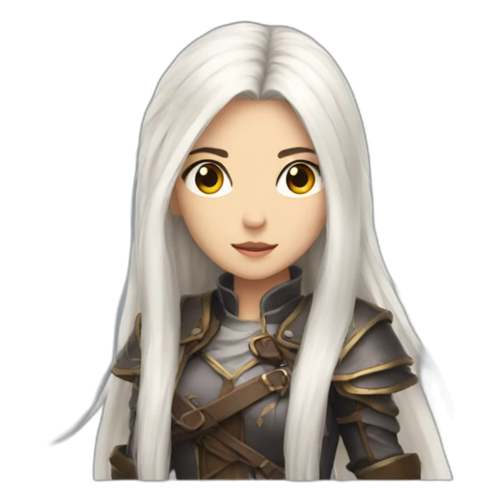 rpg girl with long straight white hair sticker