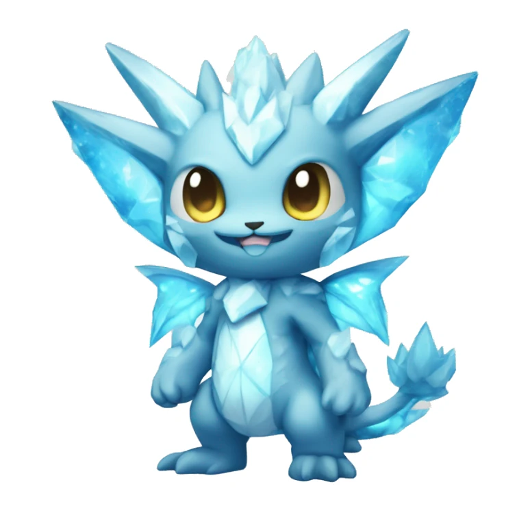 a anthro crystallized chibi-style rock-type-ice-type Fakémon-hybrid full body sticker