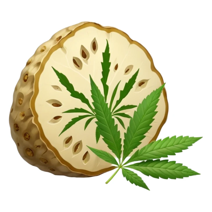 slices of white truffle with cannabis leaf sticker