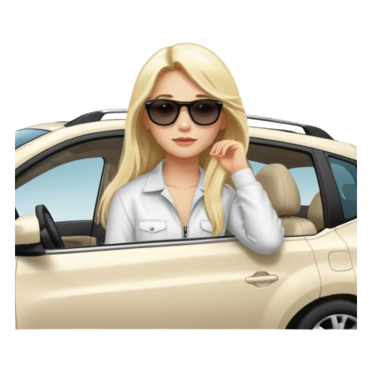White. Rav 4 . Sexy. Female.long blond hair. Sunglasses  sticker