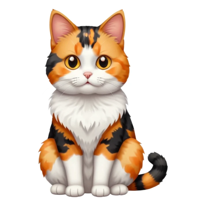 full body calico tabby cat with tiny head and fat body sticker