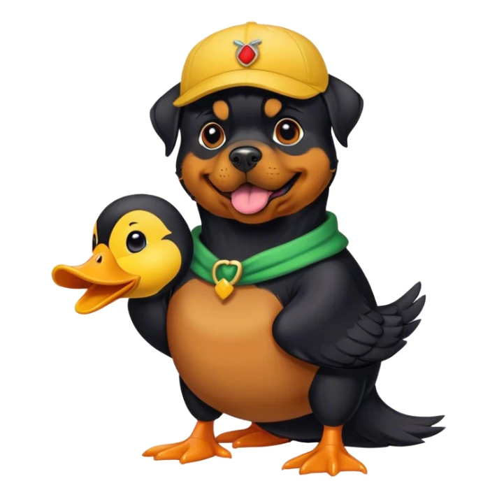Rottweiler in a duck costume  sticker