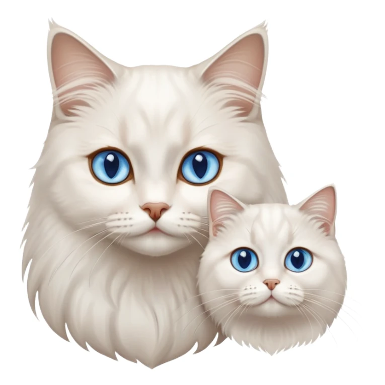 White British longhair cat blue eyes with brown eye girl sticker