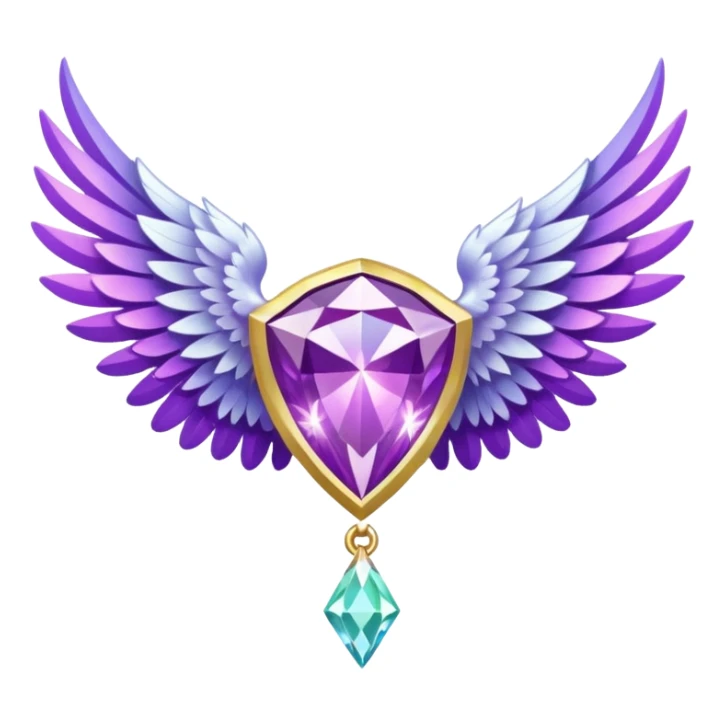holy diamond emblem with white wings and purple diamond in the middle sticker