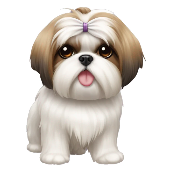 party color Shih Tzu with a topknot and bow sticker